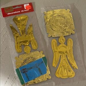 Vintage Woolcrest Foil Gold Christmas Angel Garlands Set of 2